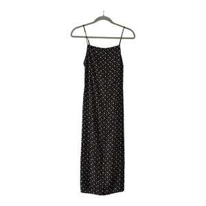 American Eagle Black Floral Cami Midi Dress with Back Cutout